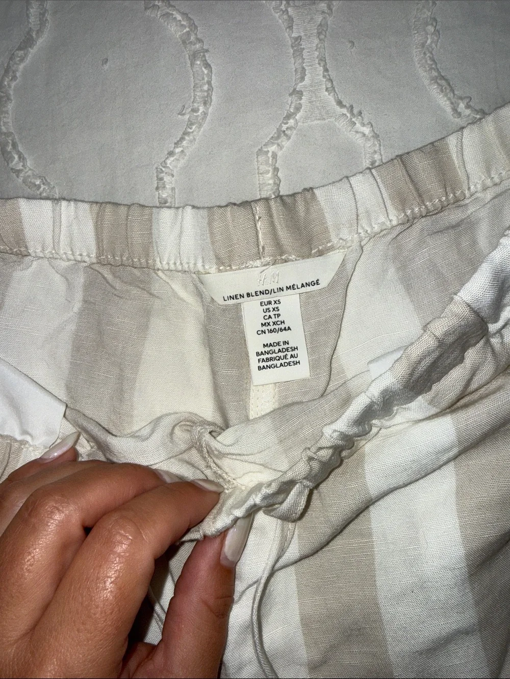 Striped linen Shorts - Beige/White
